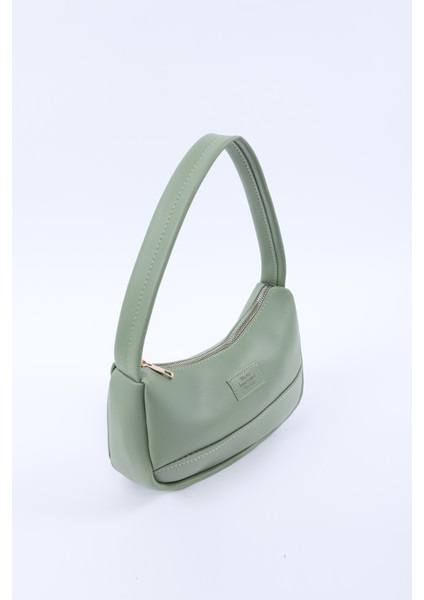 Mint Yeşil SHK229 Suni Deri , Fermuarlı Tek Bölmeli , Baget Model El, Kol ve Omuz Çantası
