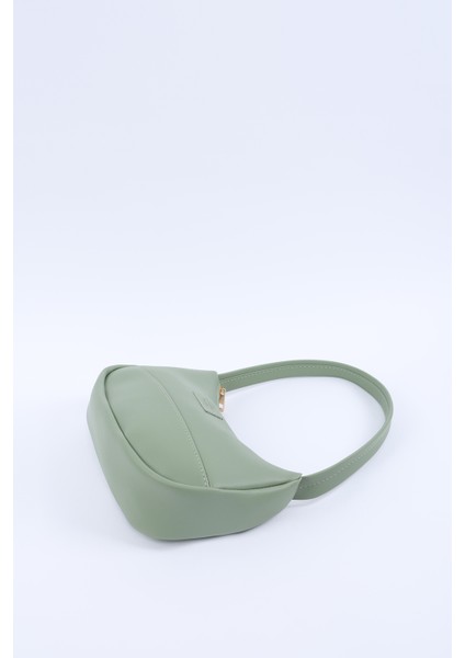 Mint Yeşil SHK229 Suni Deri , Fermuarlı Tek Bölmeli , Baget Model El, Kol ve Omuz Çantası