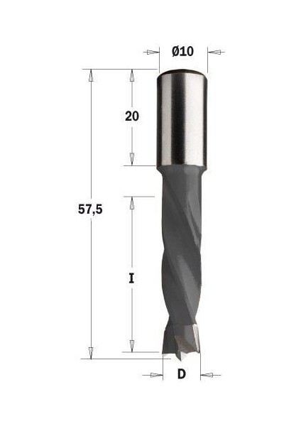 10X30X57.5 S:10X20 Sağ Dübel ( Y.delik ) Matkap Ucu