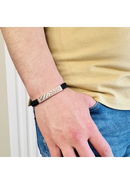 Gümüş Erkek BILEKLIK,14K Rose Altın Kaplama,ışıltılı Desen El Örgüsü Bileklik,şık Hediye fırsatları