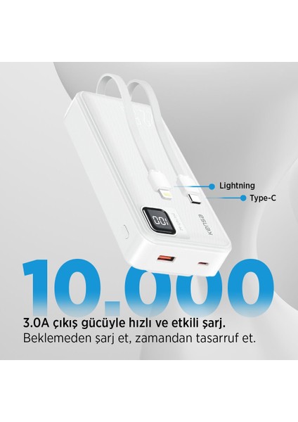 10.000 Mah Powerbank 22.5W Hızlı Şarj Destekli Siyah Renk fiyatları