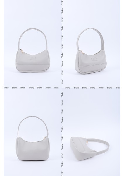 Gri SHK229 Suni Deri , Fermuarlı Tek Bölmeli , Baget Model El, Kol ve Omuz Çantası