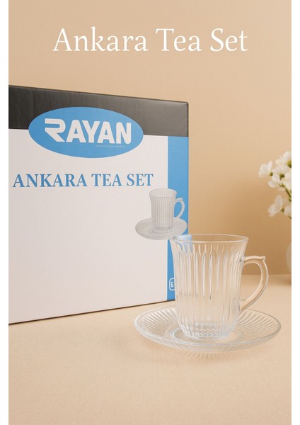 Rayan Ankara Serisi 6 Kişilik Çay Seti | 12 Parça Şık Çay Seti