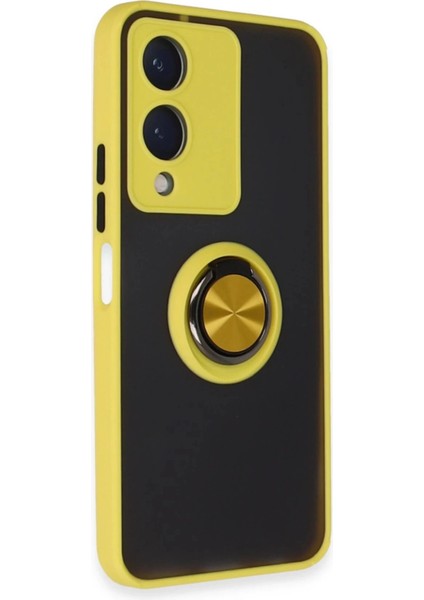 Vivo Y17S Kılıf Montreal Yüzüklü Silikon Kapak - Sarı fiyatları
