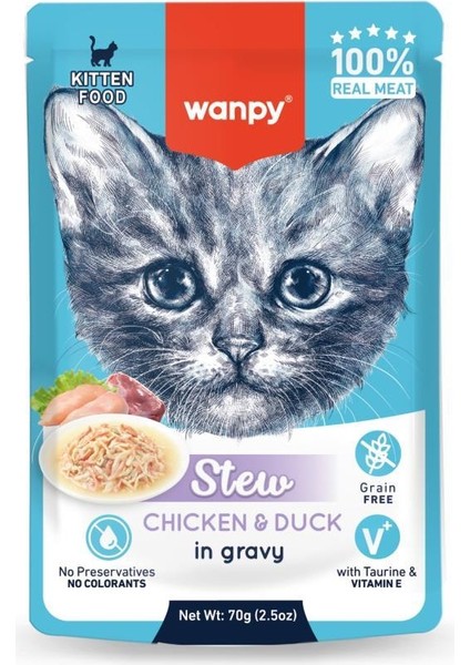 Stew Pouch Tavuklu Ördekli Yaş Kedi Maması 70G