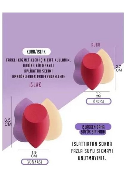 Kutulu Sünger Seti, Fondöten, Kapatıcı, Pudra Uygulama 4 Lü Set modelleri