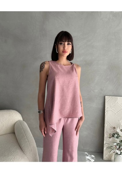Kadın Yazlık Takım Pantolon ve Kolsuz Bluz Set | Modern Rahat Şıklık modelleri