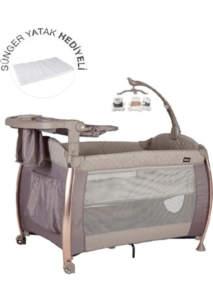 Poky Panama Oyun Parkı Bebek Park Yatak 76X110 cm Yatak BEJ-8038 Yeni Sezon