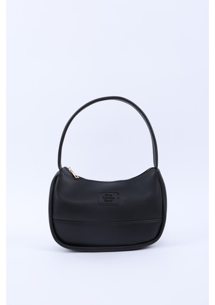 Siyah SHK229 Suni Deri , Fermuarlı Tek Bölmeli , Baget Model El, Kol ve Omuz Çantası