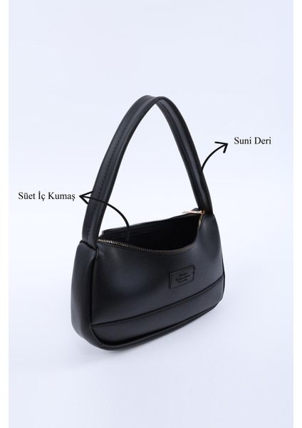 Siyah SHK229 Suni Deri , Fermuarlı Tek Bölmeli , Baget Model El, Kol ve Omuz Çantası indirimleri