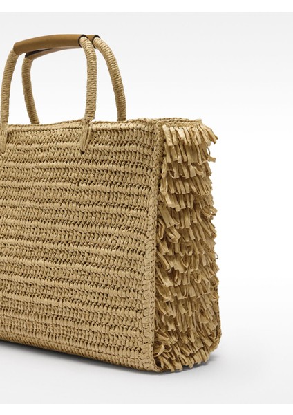 Hasır Efektli Püsküllü Shopper Çanta fiyatları