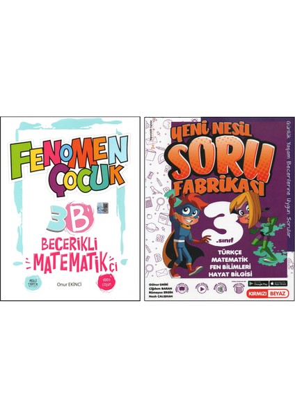 Fenomen Ç. 3. Sınıf Becerikli 3b Matematikci+Kırmızı Beyaz Soru Fabrikası (2 Kitap)