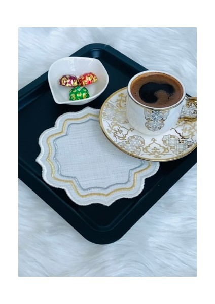 Altın ve Gümüş Simli Sunum Peçetesi,nakışlı Kahve Altlığı,6’lı Kokteyl Peçetesi,kahve Bardak Altlığı