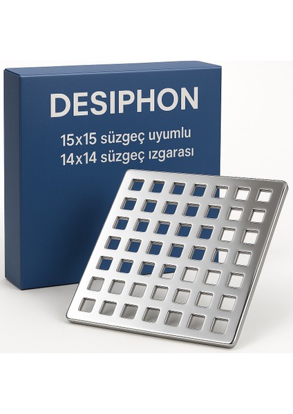 15X15 Uyumlu 14X14 Krom Süzgeç Izgarası – Paslanmaz Çelik, Dayanıklı ve Şık Tasarım