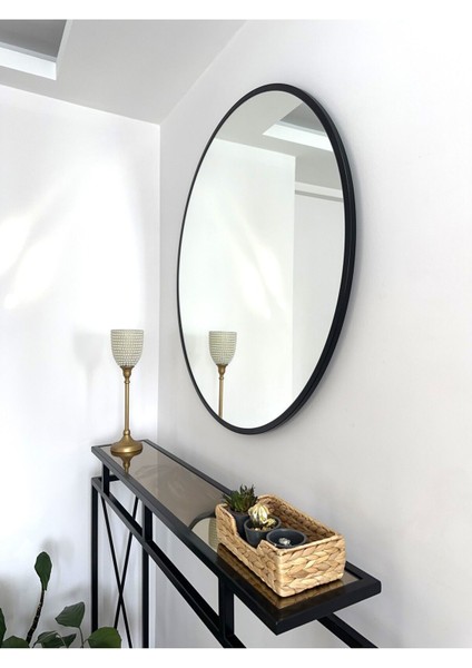 Siyah Metal Çerçeveli 90 cm Yuvarlak Ayna, Şık ve Modern Dekoratif Parça fiyatları