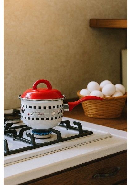 Emaye Mini Sütlük – Desenli Kırmızı Kapaklı, Emaye Saplı fiyatları