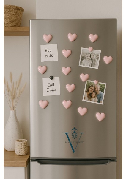 Kalpli Magnet Seti 6’lı – El Yapımı Buzdolabı Magneti, Pembe (Dekoratif Obje)| V Vanilla Concept modelleri