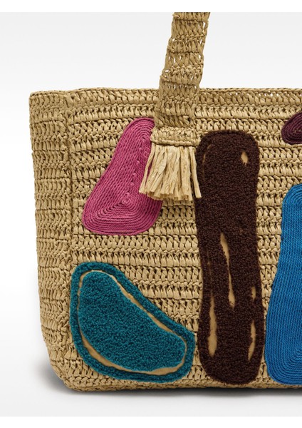 Hasır Efektli Çok Renkli Shopper Çanta modelleri
