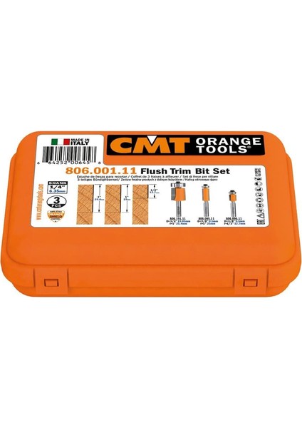 3 Parça Rulmanlı Freze Bıçağı Seti S=6.35 mm