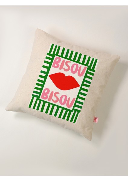 Bısou Bısou" Keten Yastık Kılıfı 45X45 cm fiyatları