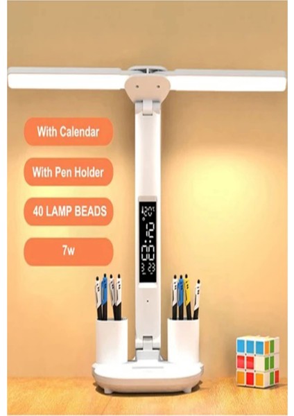 LED Dokunmatik Katlanabilir Masa Lambası Takvim Sıcaklık Saat Şarjlı Masa Lambası modelleri