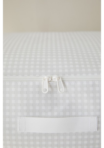 4 Adet Büyük Boy Gri Pötikare Baza Altı Valiz Düzenleyici Hurç 62 x 46 x 22 cm