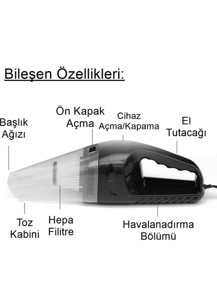 Araç Oto Süpürgesi Mini Elde Taşınabilir Çakmaklık Girişli Islak Kuru 12V Toz Temizleyici fiyatları