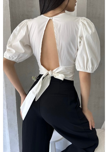 Karpuz Kol Sırt Dekolteli Poplin Bluz modelleri