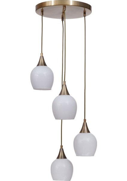 Enzo 4 Lü Tepsili Eskitme Beyaz Camlı Sarkıt fiyatları