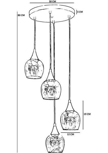 Enzo 4 Lü Tepsili Eskitme Beyaz Camlı Sarkıt fırsatları