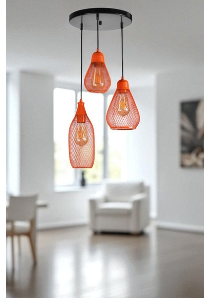 Karmaşık 3 Lü Tepsili Turuncu Sarkıt