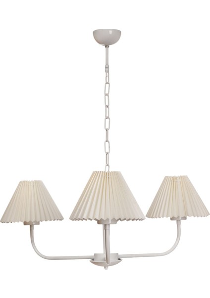 Apollo 3 Lü Beyaz Pileli Krem Abajurlu Avize fiyatları