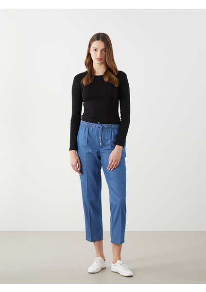 Yeni Sezon Beli Lastikli Carrot Fit Kadin Jean Pantolon - S5JG94Z8