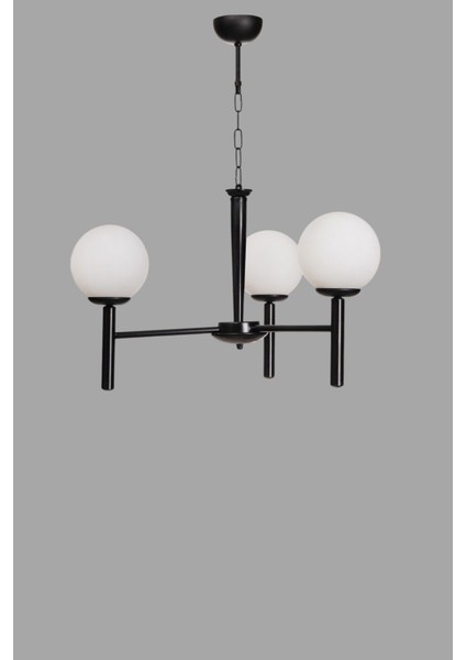 Luke 3 Lü Siyah Beyaz Camlı Avize modelleri