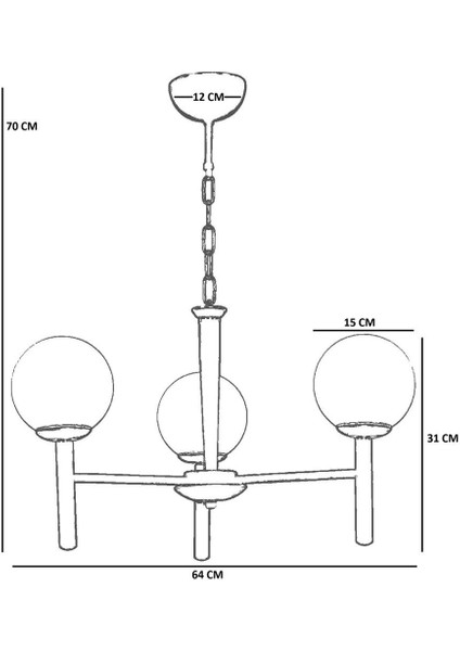 Luke 3 Lü Siyah Beyaz Camlı Avize fırsatları