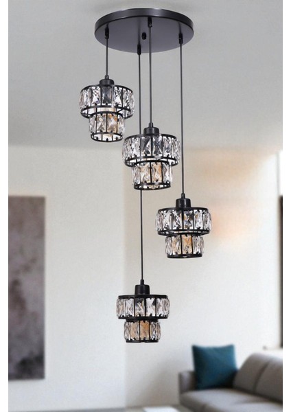 Leo 4 Lü Tepsili Siyah Sarkıt