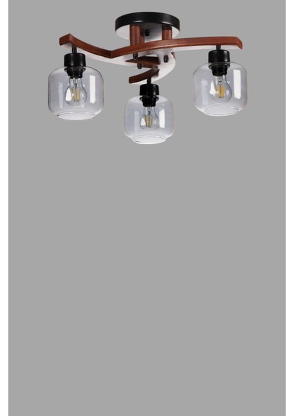 Weston 3 Lü Ceviz Füme Camlı Plofonyer Avize modelleri