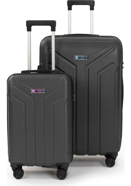 Petra Lüx 2'li Abs Valiz Seti Büyük & Kabin Boy Antrasit