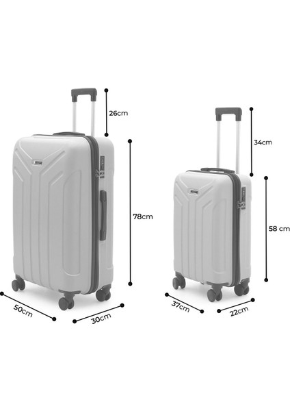 Petra Lüx 2'li Abs Valiz Seti Büyük & Kabin Boy Antrasit indirimleri