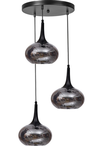 Zara 3 Lü Tepsili Siyah Füme Camlı Sarkıt fiyatları