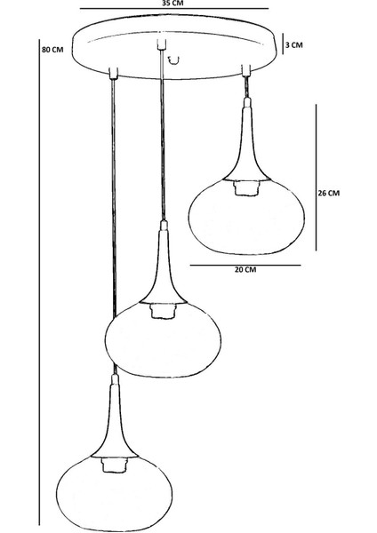 Zara 3 Lü Tepsili Siyah Füme Camlı Sarkıt fırsatları