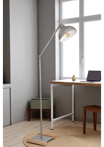 Milas Gri Retro Başlıklı Lambader