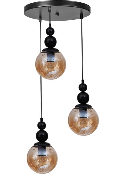 Yaren 3 Lü Tepsili Siyah Bal Camlı Sarkıt fiyatları