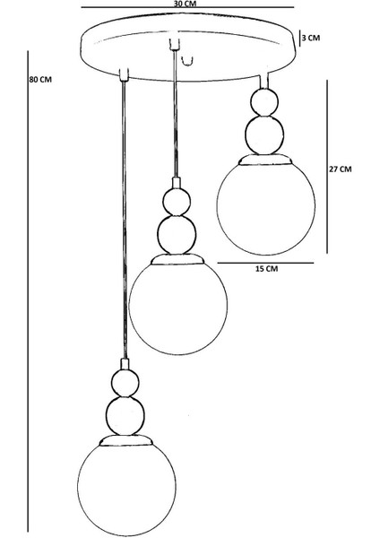 Yaren 3 Lü Tepsili Siyah Bal Camlı Sarkıt fırsatları