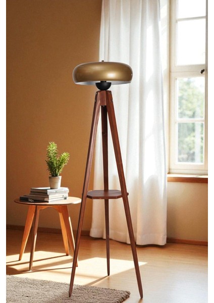 Sehbalı Tripod Ceviz Lambader Smith Eskitme Başlıklı