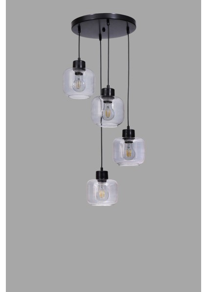 Parla 4 Lü Tepsili Siyah Füme Camlı Sarkıt modelleri