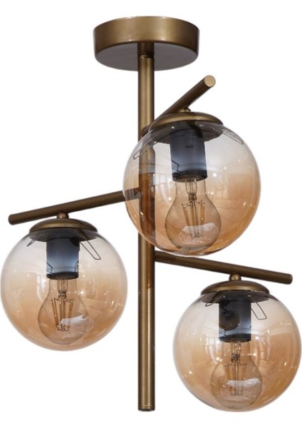 Terra 3 Lü Eskitme Bal Camlı Plafonyer Avize fiyatları