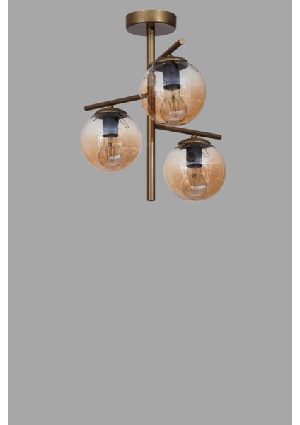 Terra 3 Lü Eskitme Bal Camlı Plafonyer Avize modelleri