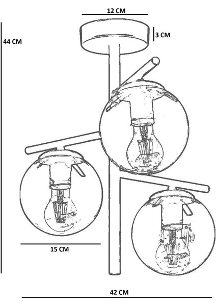 Terra 3 Lü Eskitme Bal Camlı Plafonyer Avize fırsatları