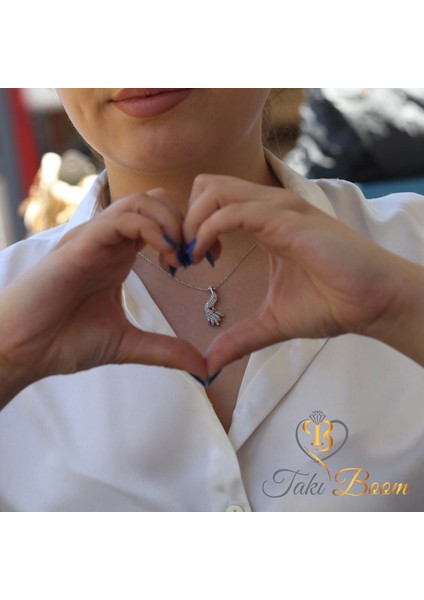 Beyaz Taşlı Nazar Boncuklu Sevimli Tavuskuşu Gümüş Kolye fiyatları